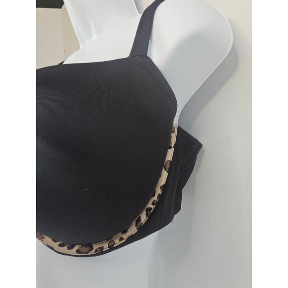 Cacique Smooth Boost Black Leopard Trim Full Coverage Underwire Bra 40F - Picture 3 of 7